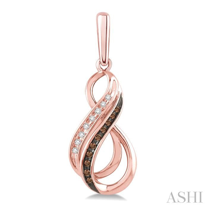 1/6 Ctw Round Cut White and Champagne Brown Diamond Earrings in 14K Rose Gold