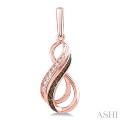 1/6 Ctw Round Cut White and Champagne Brown Diamond Earrings in 14K Rose Gold