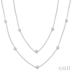 2 Ctw Bezel Set Round Cut Diamond Station Long Necklace in 14K White Gold