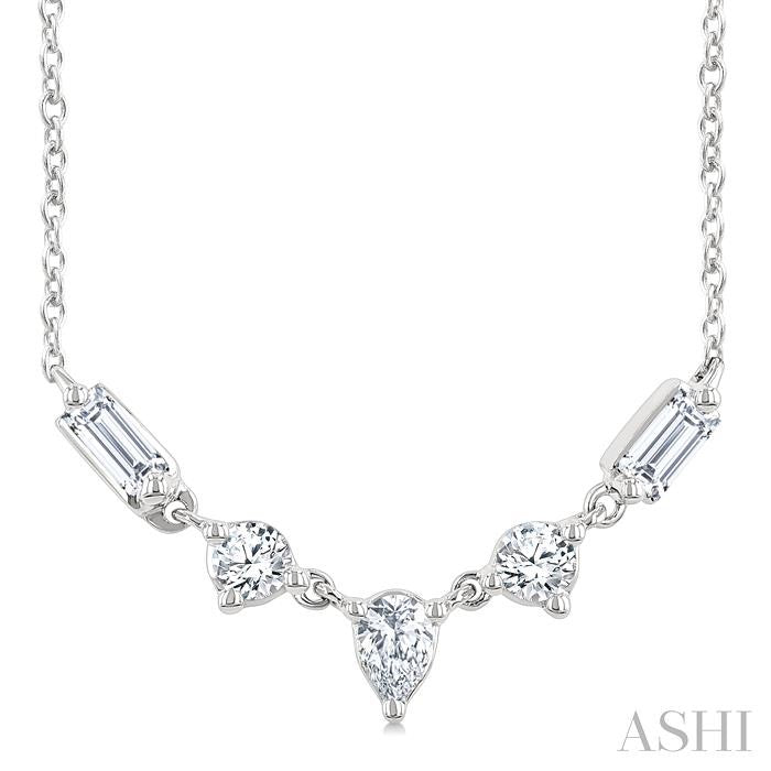 1/3 Ctw Mixed Cut Diamond Fashion Necklace in 14K White Gold