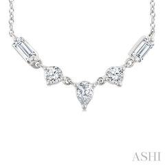 1/3 Ctw Mixed Cut Diamond Fashion Necklace in 14K White Gold