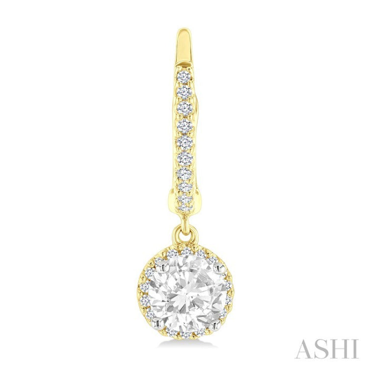 4 MM White Topaz and 1/5 Ctw Round Cut Diamond Semi-Precious Fashion Hoop Earrings in 14K Yellow and White Gold
