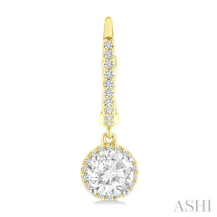 4 MM White Topaz and 1/5 Ctw Round Cut Diamond Semi-Precious Fashion Hoop Earrings in 14K Yellow and White Gold