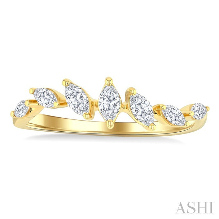 1/3 Ctw Wave Scatter Marquise Cut Diamond Fashion Band in 14K Yellow Gold