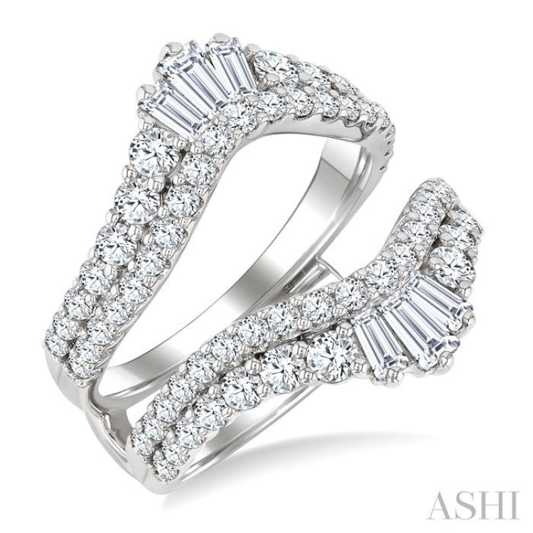 2 Ctw Baguette and Round Cut Diamond Insert Ring in 14K White Gold