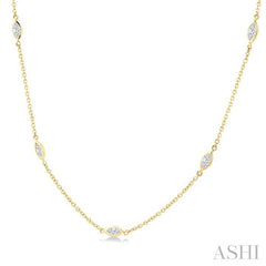 1 Ctw Marquise Cut Diamond Fashion Necklace in 14K Yellow Gold