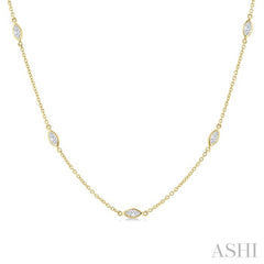 1 Ctw Marquise Cut Diamond Fashion Necklace in 14K Yellow Gold