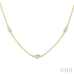 1 Ctw Marquise Cut Diamond Fashion Necklace in 14K Yellow Gold