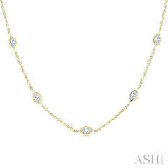 2 Ctw Marquise Cut Diamond Fashion Necklace in 14K Yellow Gold