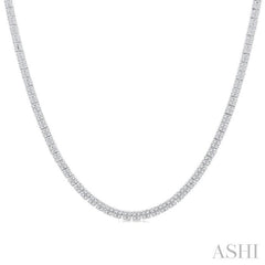 1 Ctw Double Row Round Cut Diamond Necklace in 10K White Gold
