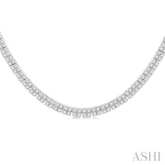 1 Ctw Double Row Round Cut Diamond Necklace in 10K White Gold