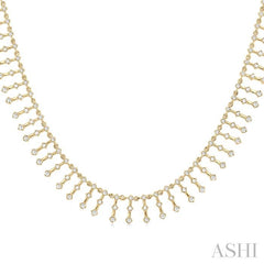 1 1/10 Ctw Spikes Shape Round Cut Diamond Fashion Necklace in 14K Yellow Gold