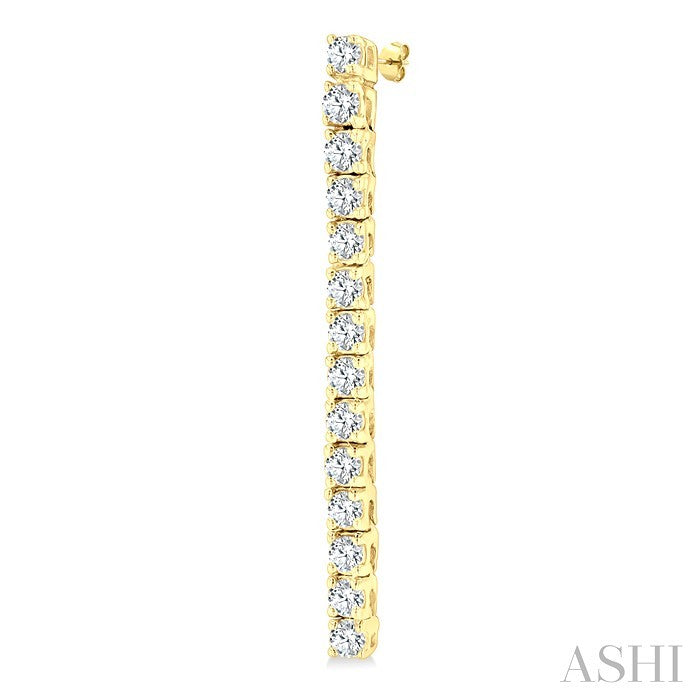 1/2 Ctw Single Line Drop Round Cut Diamond Tennis Earring in 14K Yellow Gold