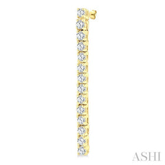 1/2 Ctw Single Line Drop Round Cut Diamond Tennis Earring in 14K Yellow Gold