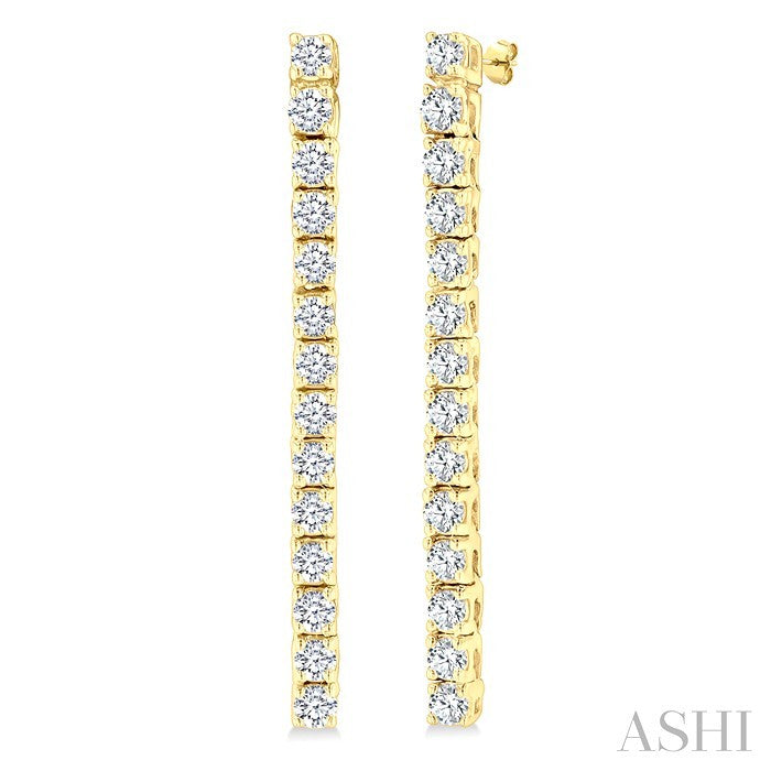 1/2 Ctw Single Line Drop Round Cut Diamond Tennis Earring in 14K Yellow Gold