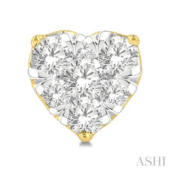 1/2 Ctw Heart Shape Lovebright Round Cut Diamond Stud Earring in 14K Yellow and White Gold