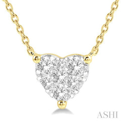 1/4 Ctw Lovebright Diamond Heart Pendant With Chain in 14K Yellow and White Gold