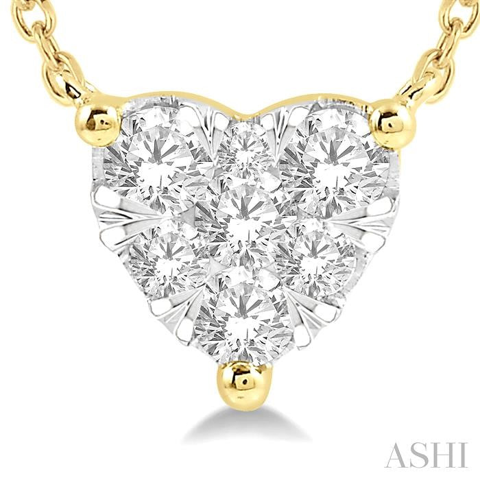 1/4 Ctw Lovebright Diamond Heart Pendant With Chain in 14K Yellow and White Gold