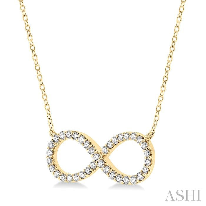 1/2 Ctw Round Cut Diamond Infinity Pendant With Chain in 14K Yellow Gold
