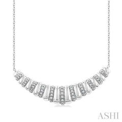 1/10 Ctw Ribbed Dome Shape Round Cut Diamond Bold Fashion Pendant With Chain in Sterling Silver