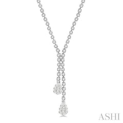 2 5/8 Ctw Lovebright Pear Shape Round Cut Diamond Fashion 'Y' Necklace in 14K White Gold
