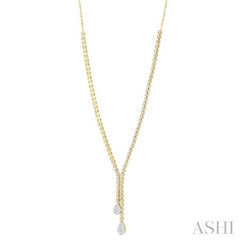 2 5/8 Ctw Lovebright Pear Shape Round Cut Diamond Fashion 'Y' Necklace in 14K Yellow & White Gold