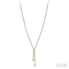 2 5/8 Ctw Lovebright Pear Shape Round Cut Diamond Fashion 'Y' Necklace in 14K Yellow & White Gold