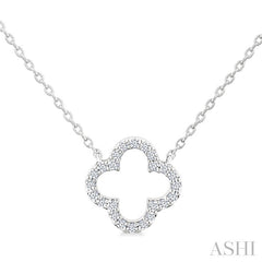 1/8 Ctw Petite Clover Round Cut Diamond Fashion Pendant With Chain in 14K White Gold