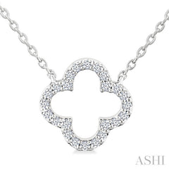 1/8 Ctw Petite Clover Round Cut Diamond Fashion Pendant With Chain in 14K White Gold