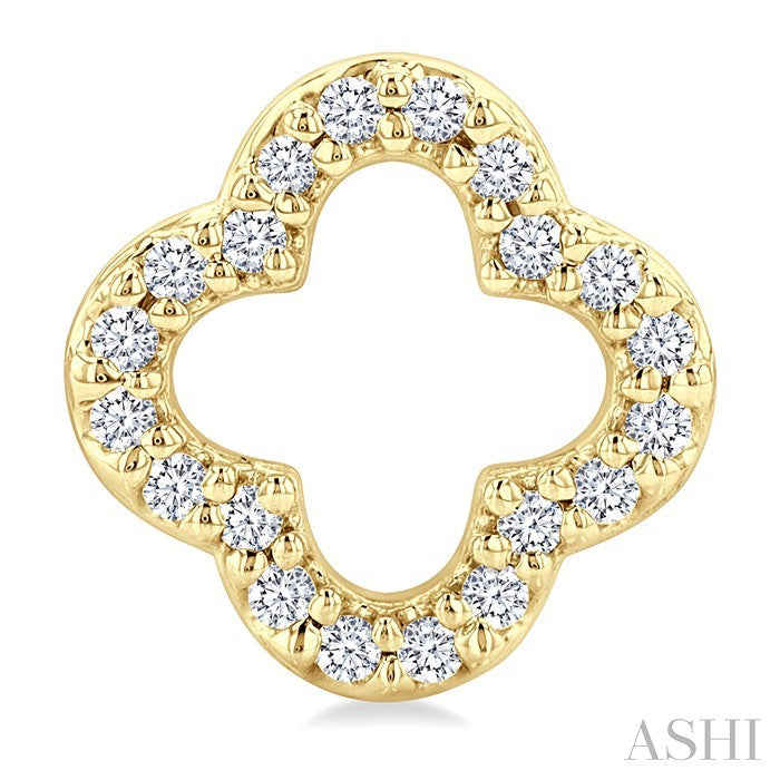 1/6 Ctw Petite Clover Round Cut Diamond Fashion Stud Earring in 10K Yellow Gold