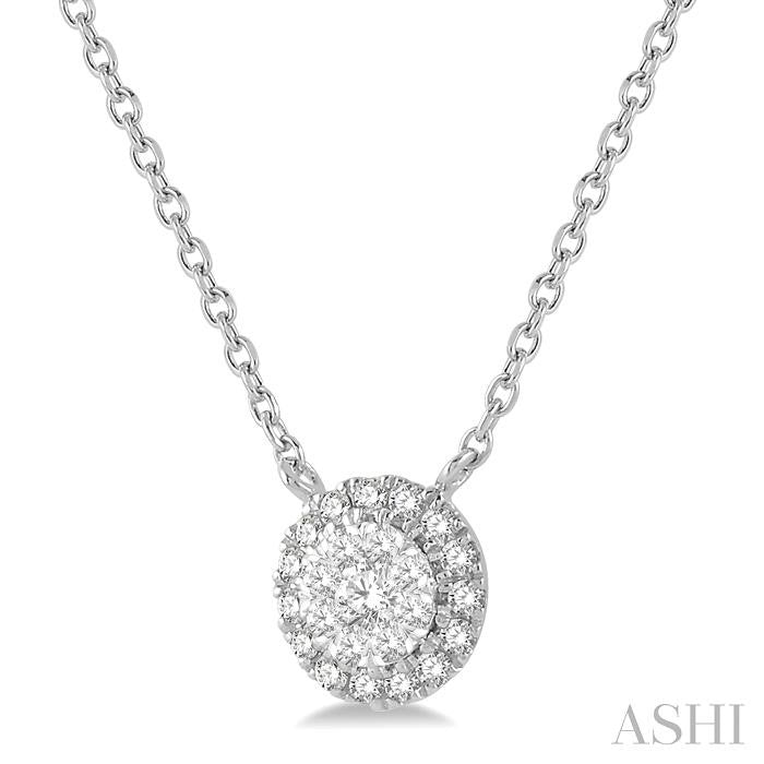 1/6 Ctw Circular Round Cut Diamond Lovebright Pendant With Chain in 14K White Gold