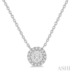 1/6 Ctw Circular Round Cut Diamond Lovebright Pendant With Chain in 14K White Gold