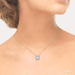 1/6 Ctw Cushion Shape Lovebright Diamond Pendant With Chain in 14K Rose and White Gold
