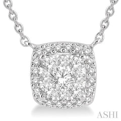 3/4 Ctw Cushion Shape Lovebright Diamond Pendant With Chain in 14K White Gold