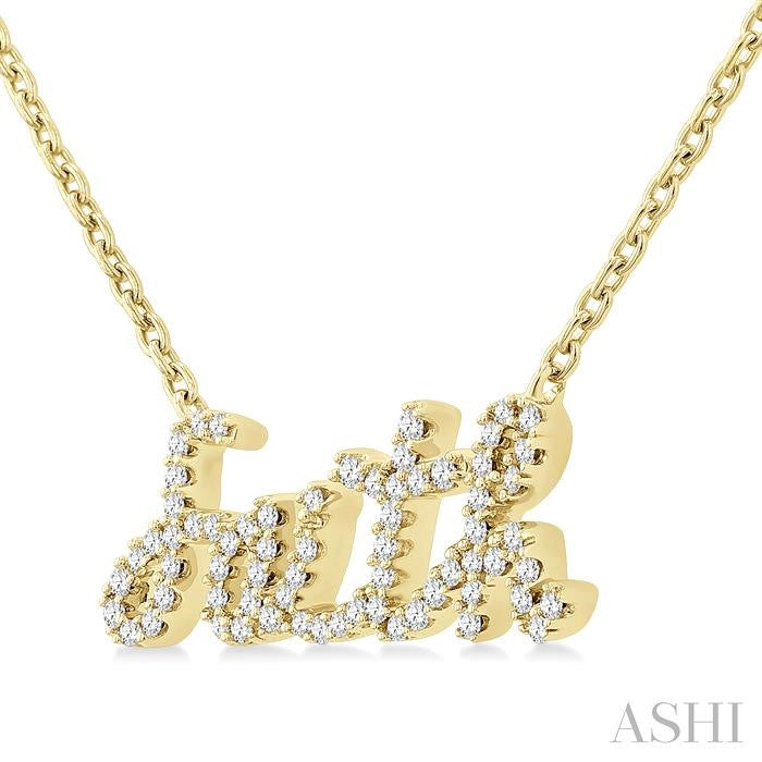 1/5 Ctw 'faith' Script Name Round Cut Diamond Necklace in 10K Yellow Gold