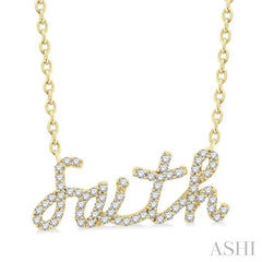 1/5 Ctw 'faith' Script Name Round Cut Diamond Necklace in 10K Yellow Gold