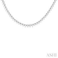 1 Ctw Halfway Round Cut Diamond Tennis Necklace in 14K White Gold