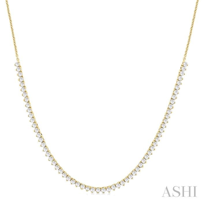 1 Ctw Halfway Round Cut Diamond Tennis Necklace in 14K Yellow Gold