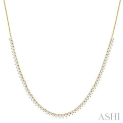 1 Ctw Halfway Round Cut Diamond Tennis Necklace in 14K Yellow Gold