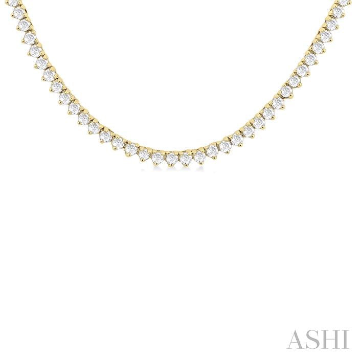 1 Ctw Halfway Round Cut Diamond Tennis Necklace in 14K Yellow Gold