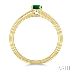 6x4 MM Oval Shape Emerald Precious Solitaire Ring in 14K Yellow Gold