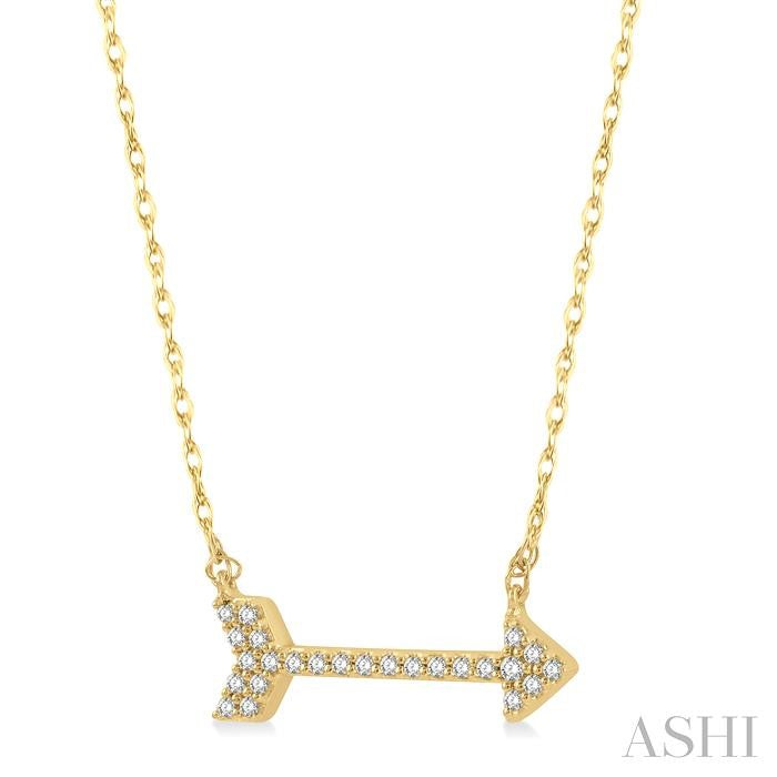 1/10 Ctw Arrow Round Cut Diamond Necklace in 10K Yellow Gold