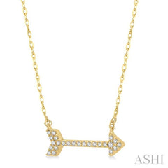 1/10 Ctw Arrow Round Cut Diamond Necklace in 10K Yellow Gold