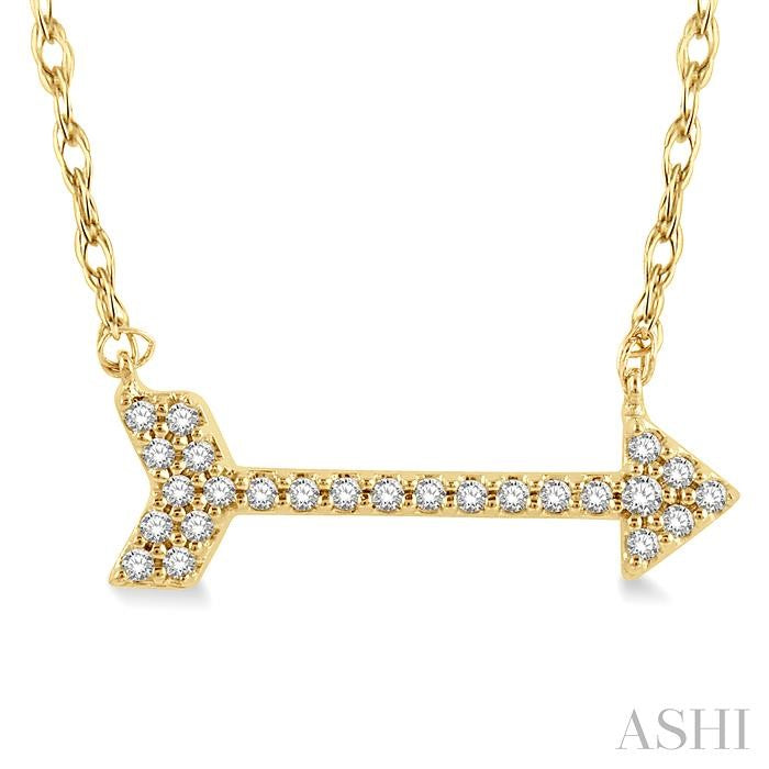 1/10 Ctw Arrow Round Cut Diamond Necklace in 10K Yellow Gold