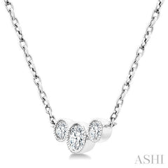 1/4 Ctw Past, Present & Future 3-Stone Bezel Set Round Cut Diamond Necklace in 14K White Gold