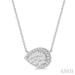 1/2 Ctw Pear Shape Round Cut Diamond Lovebright Pendant With Chain in 14K White Gold