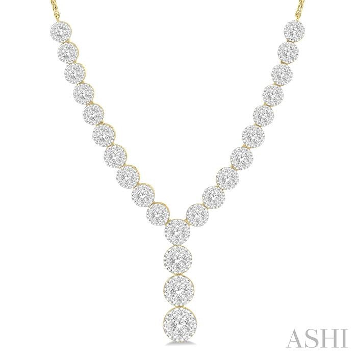 2 1/4 Ctw Lovebright Round Cut Diamond Necklace in 14K Yellow and White Gold