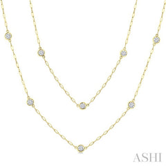 2 Ctw Bezel Set Round Cut Diamond 36-Inch Station Necklace in 14K Yellow Gold
