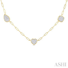 3/4 Ctw Lovebright Mixed Shape Mount Round Cut Diamond Station Necklace in 14K Yellow and White Gold