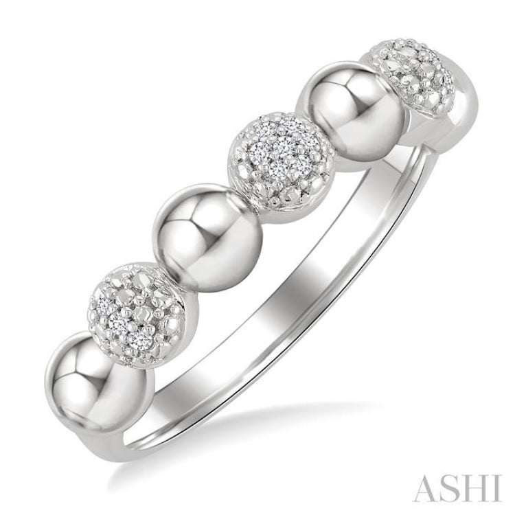 4 MM Bold Bead and 1/20 Ctw Round Cut Diamond Fashion Ring in Sterling Silver